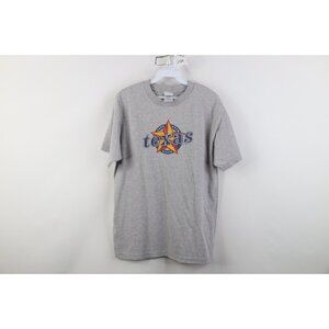 Vtg Y2K 2004 Mens Medium Spell Out Lone Star State Texas T-Shirt Heather Gray